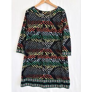 BCBG Maxazria Jersey Dress with 3/4 sleeves Women’s Size Medium Abstract Print